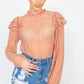 Sheer Crochet Lace Ruffled Top