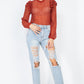Sheer Crochet Lace Ruffled Top