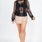 Sheer Mesh Floral Peplum Top