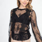 Sheer Mesh Floral Peplum Top