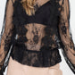 Sheer Mesh Floral Peplum Top