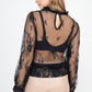 Sheer Mesh Floral Peplum Top