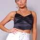 Sexy Spaghetti Strap Ruched Front Scarf Front Top