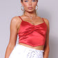 Sexy Spaghetti Strap Ruched Front Scarf Front Top