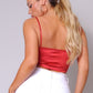 Sexy Spaghetti Strap Ruched Front Scarf Front Top