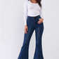 Blue Denim High Waisted Ankle Length Bell Bottom Flare Jeans