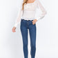 Long Slv Smocked Chiffon Top