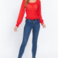 Long Slv Smocked Chiffon Top