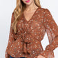 Ruffle Slv Peplum Print Woven Top