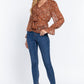 Ruffle Slv Peplum Print Woven Top
