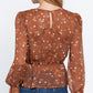 Ruffle Slv Peplum Print Woven Top