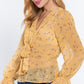 Ruffle Slv Peplum Print Woven Top
