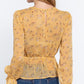 Ruffle Slv Peplum Print Woven Top