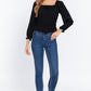 Long Slv Smocking Woven Top