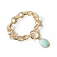 Metal Rhinestone Pearl Bead Toggle Clasp Multi Bracelet