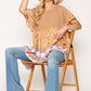 Dot And Floral Print Mixed Ruffle Top With Back Keyhole