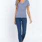 Short Sleeve V-neck Rib Top
