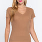 Short Sleeve V-neck Rib Top