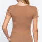 Short Sleeve V-neck Rib Top