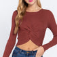 Crew Neck Knotted Crop Sweater