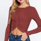 Crew Neck Knotted Crop Sweater