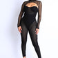 Mesh Crop Jumpsuit Set