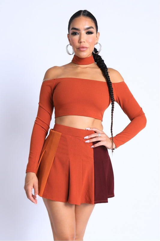 Choker Off-shoulder Top Set