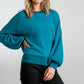 Puff Sleeve Boat Neck Sweater