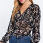 Ruffle Slv Floral Print Chiffon Top