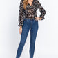 Ruffle Slv Floral Print Chiffon Top