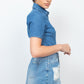 Button-down Collared Denim Top