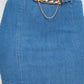 High-rise Belted Chain Denim Skirt