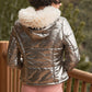 Long Sleeve Fuzzy Faux Fur Hood Padded Jacket