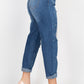 Rhinestones Ripped-front Denim Jeans