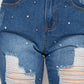 Rhinestones Ripped-front Denim Jeans