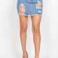 Ripped Sequin Denim Mini Skirt