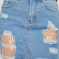 Ripped Sequin Denim Mini Skirt