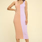 Casual Two-tone Midi Dress, Scoop Neck, Sleeveless