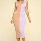 Casual Two-tone Midi Dress, Scoop Neck, Sleeveless