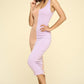Casual Two-tone Midi Dress, Scoop Neck, Sleeveless