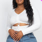 Plus Size Drawstring Ruched Cutout Crop Top