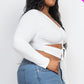Plus Size Drawstring Ruched Cutout Crop Top