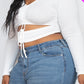 Plus Size Drawstring Ruched Cutout Crop Top