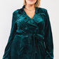 Plus Hunter Green Velvet Long Sleeve Maxi Smoking Jacket