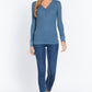 Long Slv V-neck Placket Thermal Top