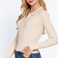 Notched Collar Zippered Sweater