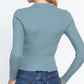 Notched Collar Zippered Sweater