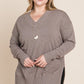 Plus Size Solid V Neck Buttery Soft High Quality High Low Two Tone Sweater