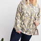 Plus Size Long Sleeve Distressed Printed Rayon Pullover Top