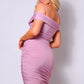 Sexy Off Shoulder Ruched Midi Dress
